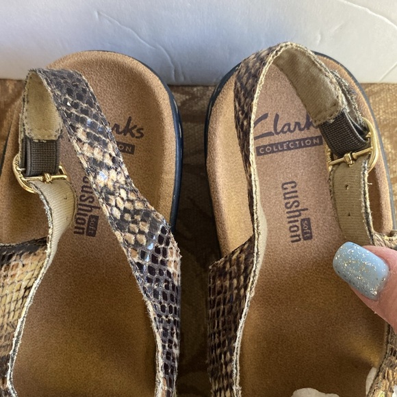 Clark’s Lexi Marigold beige brown snake wedge sandals woman’s size 10 🌹 - Picture 5 of 14